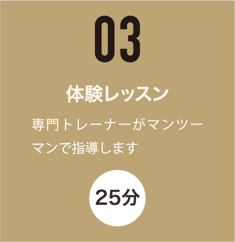 体験レッスン - 専門トレーナーがマンツーマンで指導します（25分）
